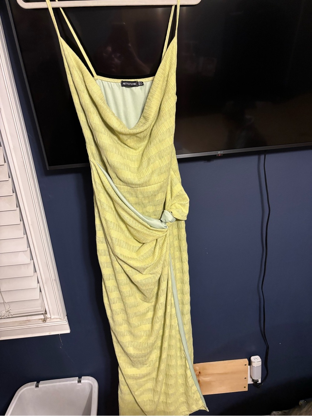 Lulu's Lemon Cowl Maxi Dress with Side Knot